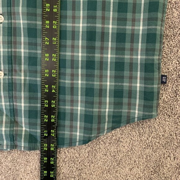 Gap Men's Long Sleeves Button Up Green Stretch Plaid Shirt Size M - NWT $49 - Picture 8 of 12